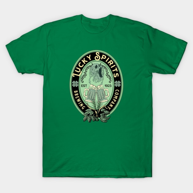 St. Patrick's Day Lucky Spirits Brewing Company T-Shirt by Curio Pop Relics